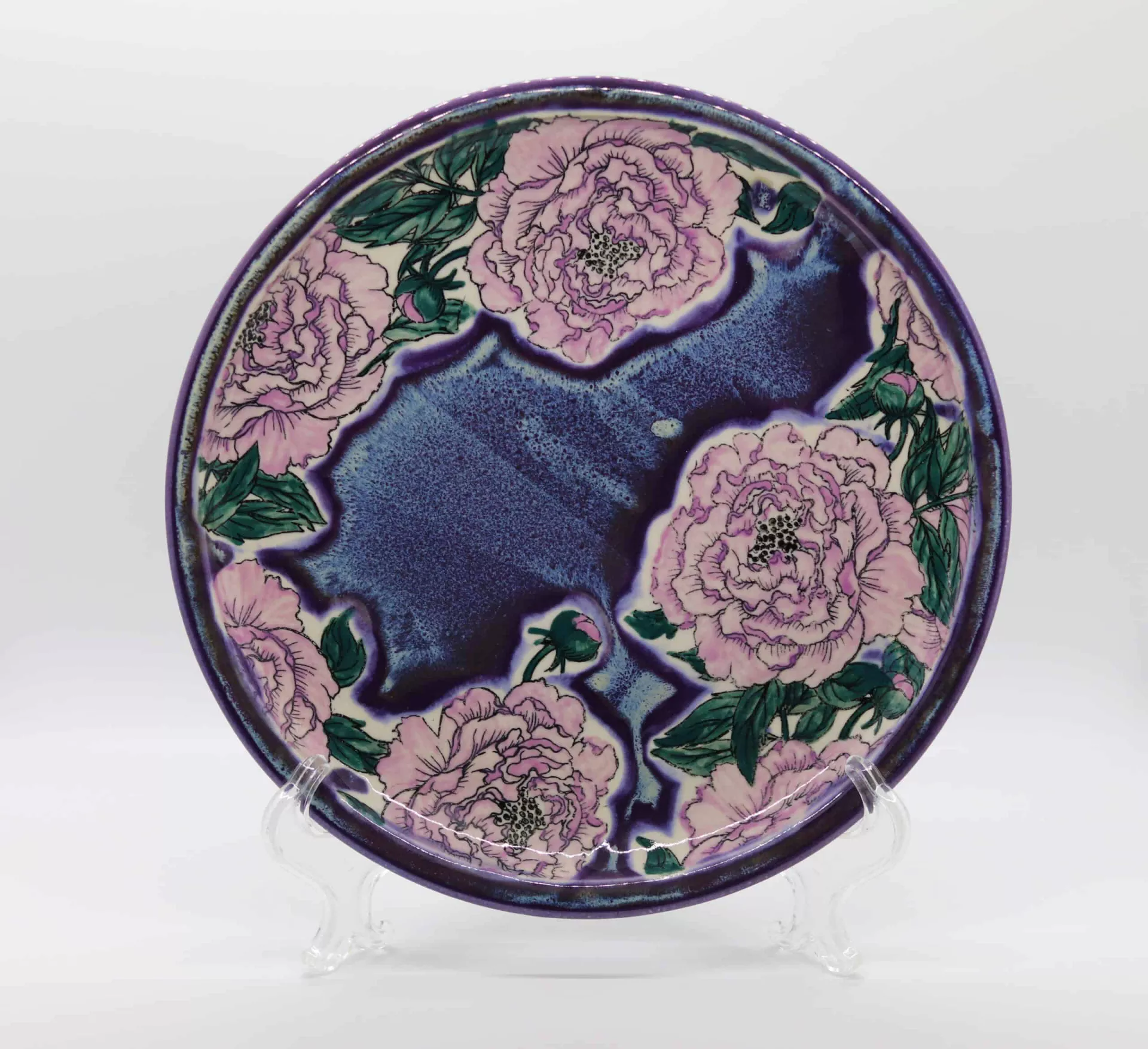Peonies Plate — handmade pottery by Megelise