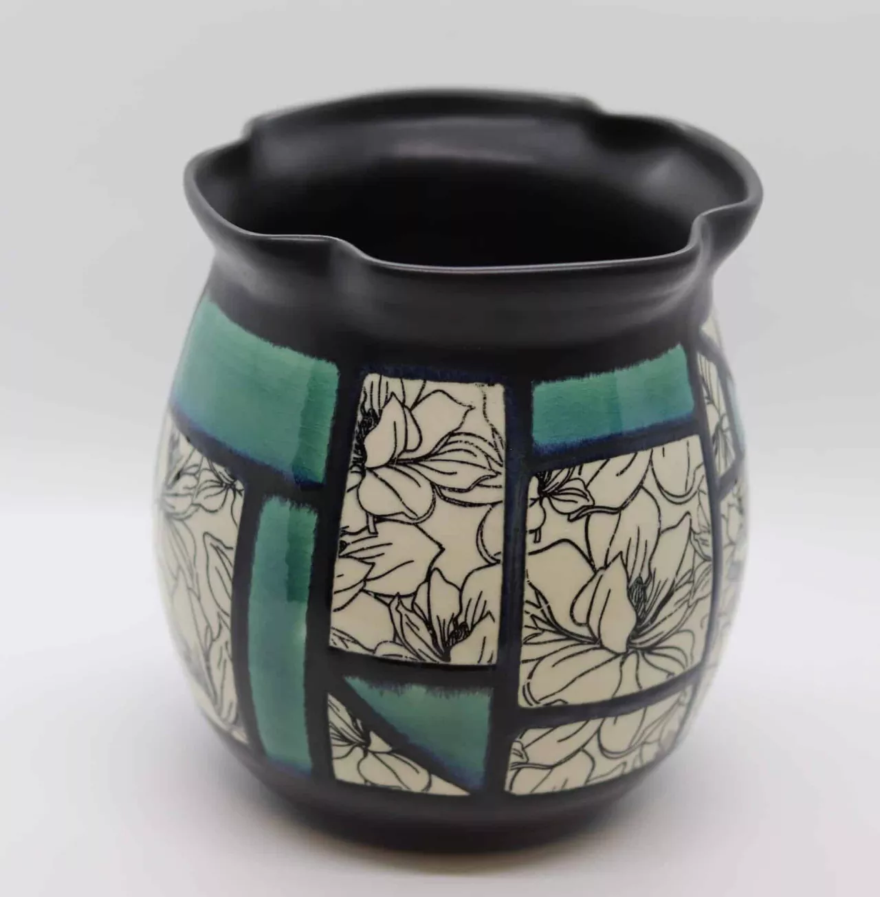 Stained Glass & Magnolias Vase — handmade pottery by Megelise